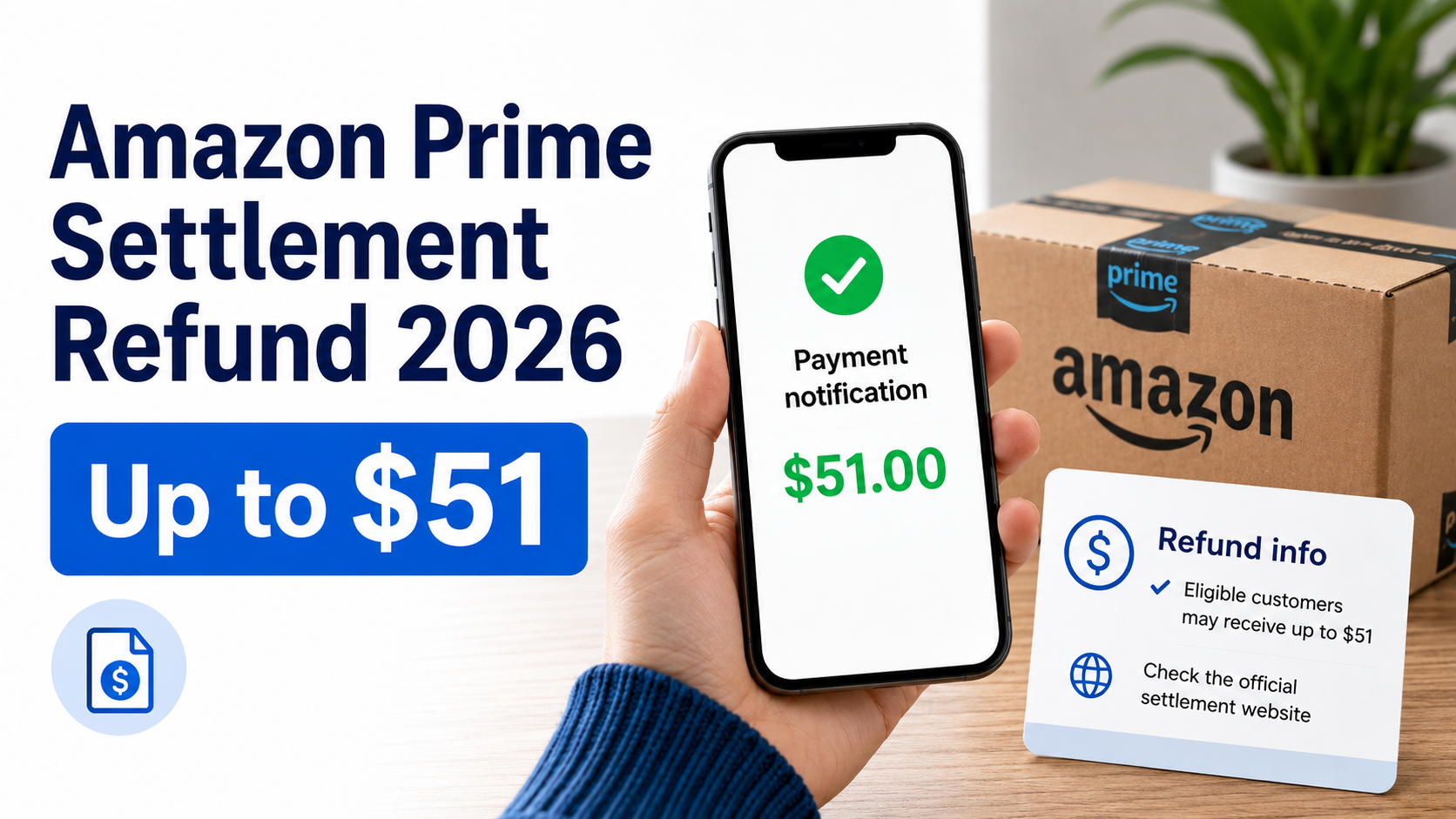 Amazon Prime settlement refund 2026 payment notification and up to $51 refund information